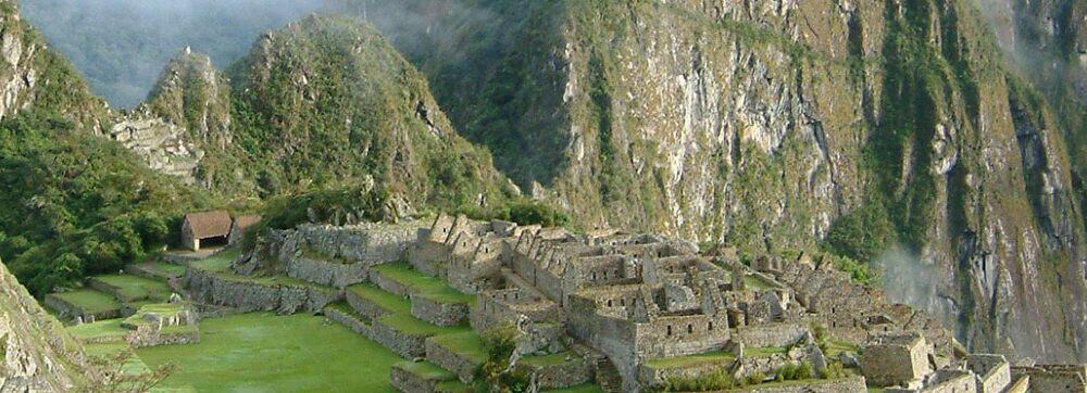 Ancient Inca ruins at Machu Picchu in the Andes mountains, Peru.