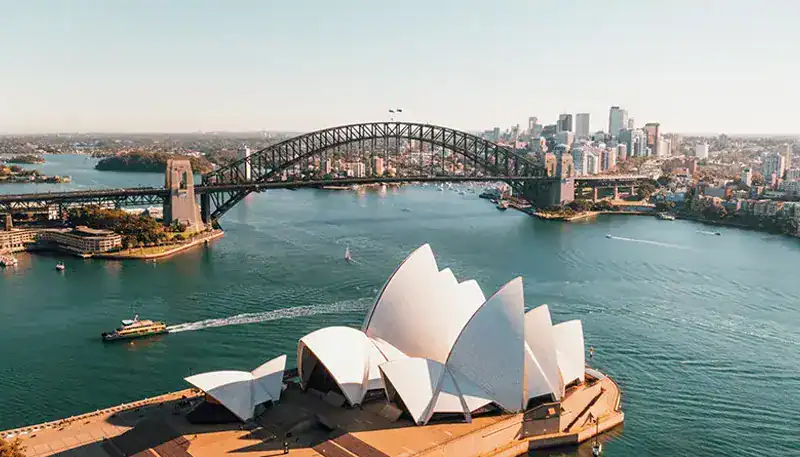 Sydney Opera House and Harbour Bridge in Australia.